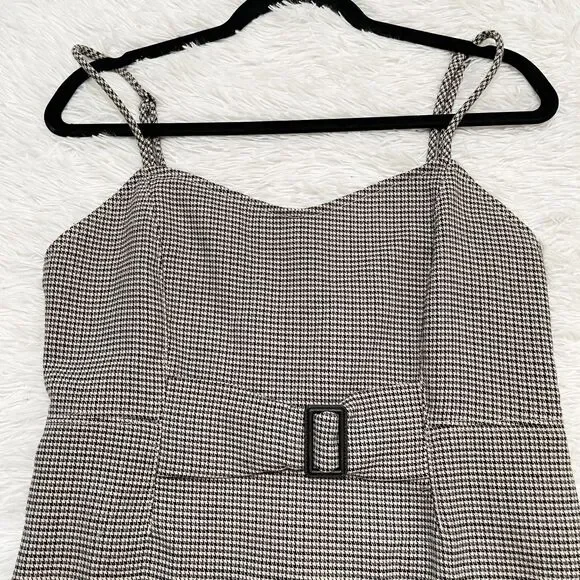 Women Free People My Girl Houndstooth Mini Dress in Medium Gray Size 12 - Picture 4 of 9
